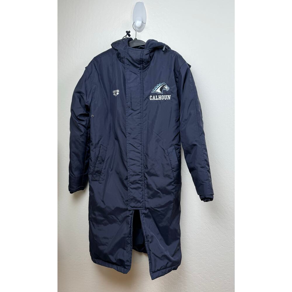 Calhoun Arena Team Line Parka  Blue Fleece Lined Pockets Button Zipper SIZE XS